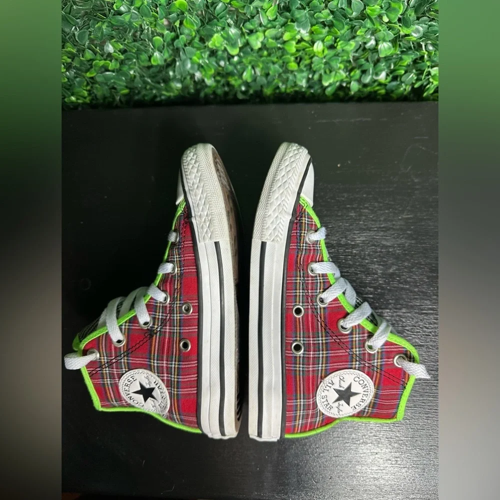 Converse Chuck Taylor All Star Hi Peace On Earth In Plaid Sneakers Size 12 boys